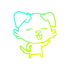 cold gradient line drawing cartoon dog sticking out tongue