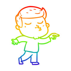 rainbow gradient line drawing cartoon model guy pouting