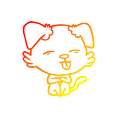 Obraz premium warm gradient line drawing cartoon dog sticking out tongue