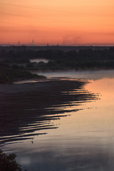 Fototapeta premium Birds in the summer night on the river bank.