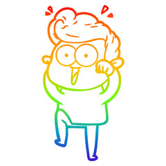 rainbow gradient line drawing cartoon man