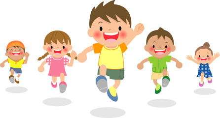 走る子供達 正面向き