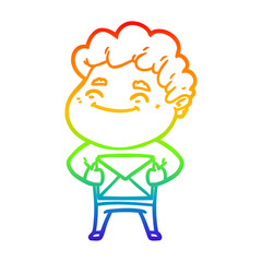 rainbow gradient line drawing cartoon friendly man