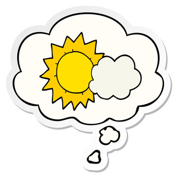 cartoon weather and thought bubble as a printed sticker