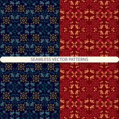 Vector seamless pattern with ornament elements and botanical elements.  print for textiles, wrapping paper, wallpaper design, packaging design.