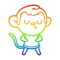 rainbow gradient line drawing cartoon calm monkey