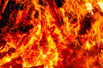 Fototapeta na wymiar background - flame and burning coals