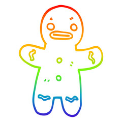 rainbow gradient line drawing cartoon gingerbread man