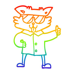rainbow gradient line drawing cartoon cool cat