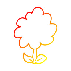 warm gradient line drawing cartoon flower
