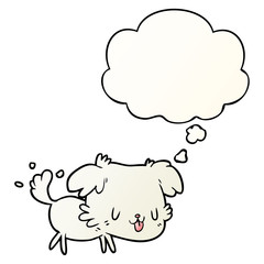 cartoon dog and thought bubble in smooth gradient style