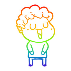 rainbow gradient line drawing laughing cartoon man