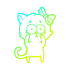 cold gradient line drawing cartoon cat