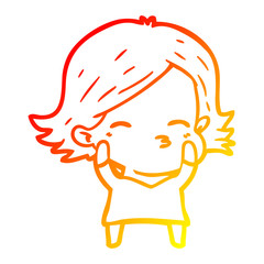 warm gradient line drawing cartoon woman