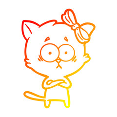 warm gradient line drawing cartoon cat