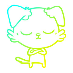 cold gradient line drawing cute cartoon dog