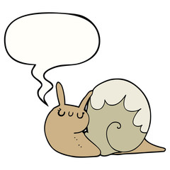cute cartoon snail and speech bubble