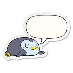 cartoon penguin and speech bubble sticker