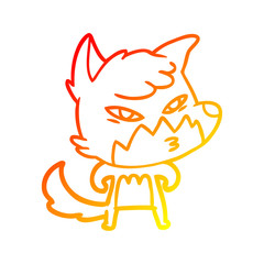 warm gradient line drawing clever cartoon fox