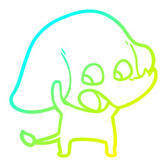 cold gradient line drawing cute cartoon elephant