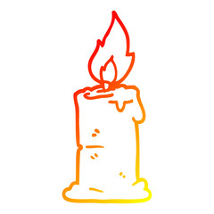 warm gradient line drawing cartoon burning candle
