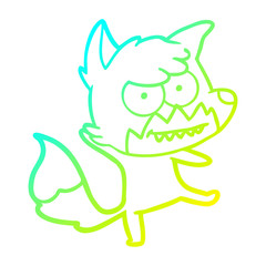 cold gradient line drawing cartoon grinning fox