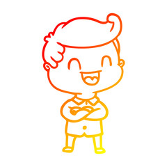 warm gradient line drawing cartoon happy man