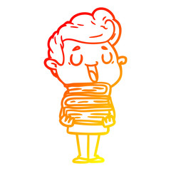 warm gradient line drawing happy cartoon man