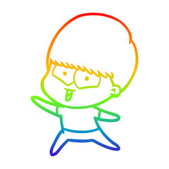 rainbow gradient line drawing cartoon happy boy