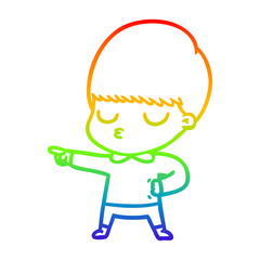 rainbow gradient line drawing cartoon calm boy