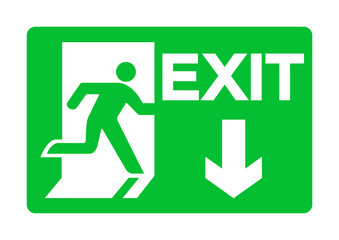 Exit Emergency Green Sign Isolate On White Background,Vector Illustration EPS.10