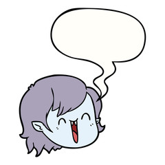 cartoon vampire girl face and speech bubble