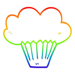 rainbow gradient line drawing cartoon muffin