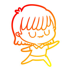 warm gradient line drawing cartoon woman