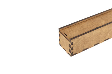 Box of handmade wood on a white background, isolate.