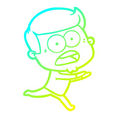 cold gradient line drawing cartoon shocked man