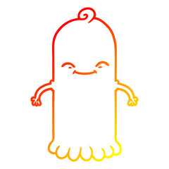 warm gradient line drawing cartoon ghost