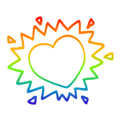 rainbow gradient line drawing cartoon love heart