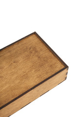 Box of handmade wood on a white background, isolate.