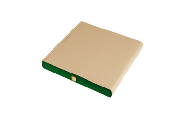 A box of green velvet in a cardboard box on a white background.