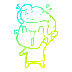 cold gradient line drawing cartoon excited man