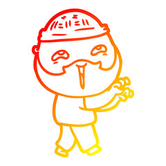 warm gradient line drawing cartoon happy bearded man
