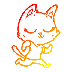 warm gradient line drawing calm cartoon cat running
