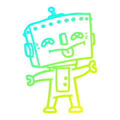 cold gradient line drawing cartoon robot