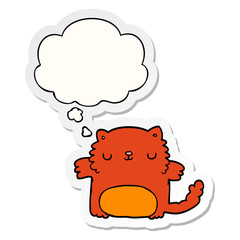 cartoon cat and thought bubble as a printed sticker