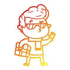 warm gradient line drawing cartoon cool guy