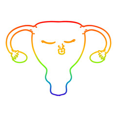 rainbow gradient line drawing cartoon uterus