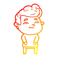 warm gradient line drawing happy cartoon man