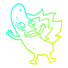 cold gradient line drawing cartoon flaming hotdog