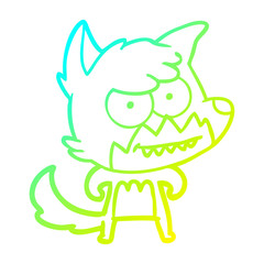 cold gradient line drawing cartoon grinning fox